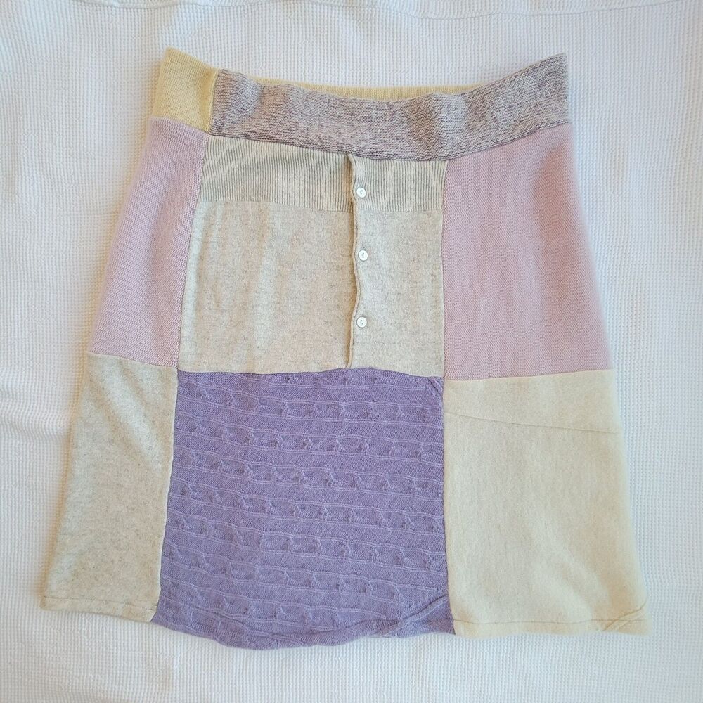 Patchwork Mini Skirt - Purple and Cream